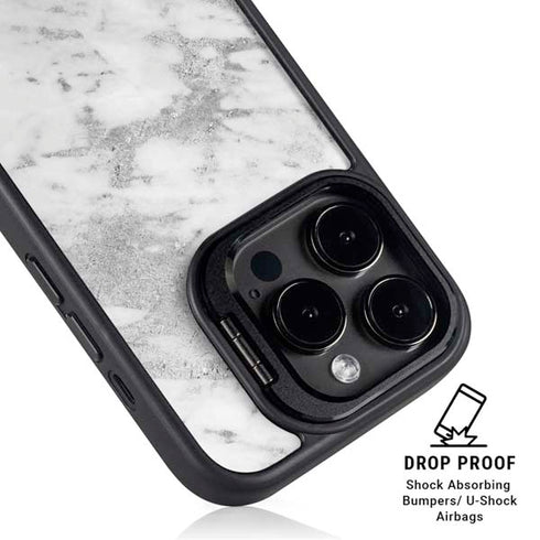 Silver Marble iPhone 16 Pro Kickstand Case